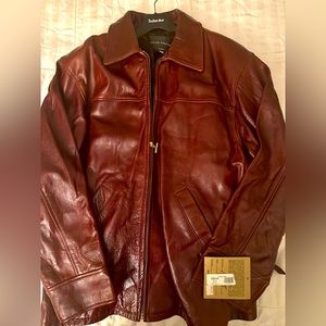 Cognac colored Moda Martani Designer Leather Jacket w/removable lining. Size 3x